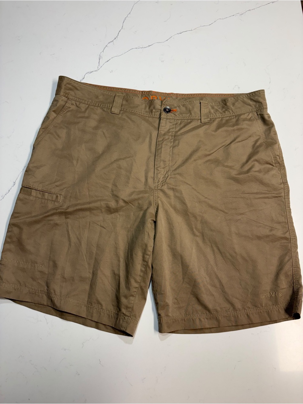 Orvis Cargo Shorts Men’s Size 42 Desert Sand Hiking Fishing Polyester Fast Dry